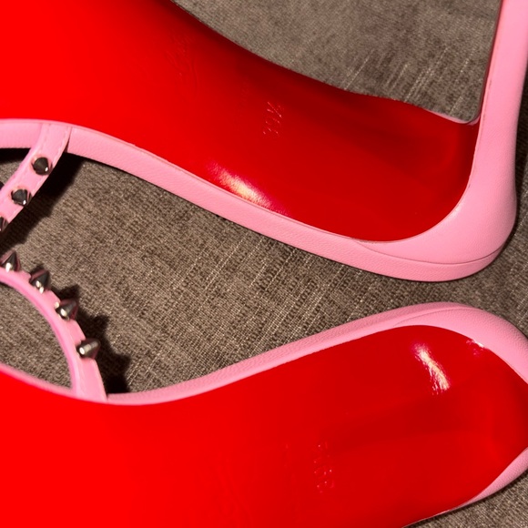 Christian Louboutin Pink Studded Slide Heels — Iconic Statement Sandals 9.5 - Picture 9 of 10